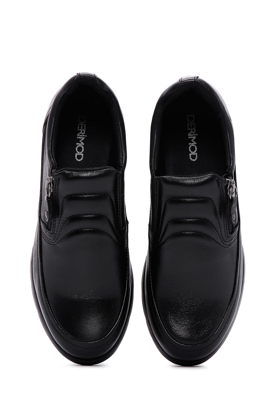 Women's Black Zippered Leather Comfort Shoes