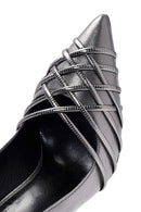 Women's Anthracite Thin Heel Metallic Leather Stiletto | Derimod