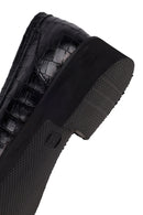 Women's Black Crocodile Patterned Chain Detailed Leather Masculine Loafer | Derimod