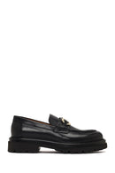 Men's Black Buckled Thick-Soled Leather Loafer | Derimod