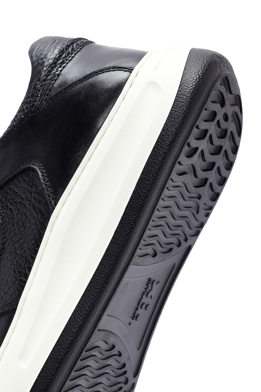 Erkek Siyah Bağcıklı Deri Sneaker