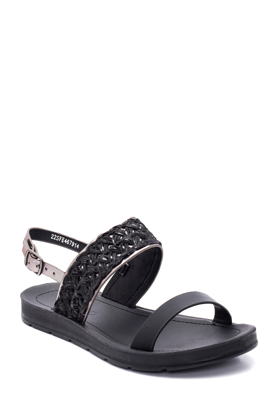 Women's Black Flat Sandals