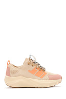 Derimod Zero Women's Beige Thick-Soled Lace-Up Fabric Sneakers | Derimod