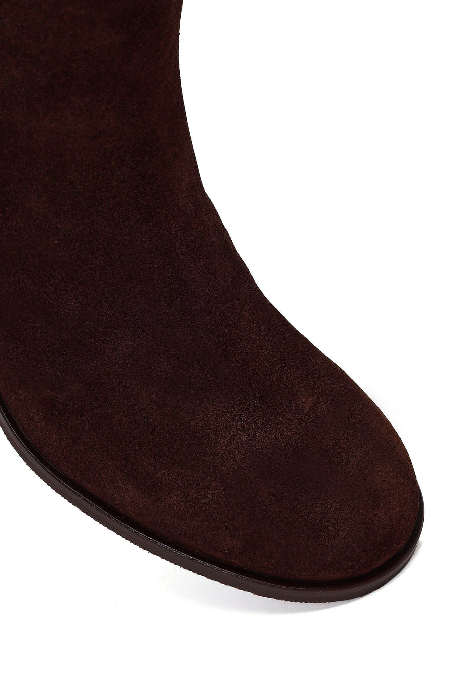 Woman Brown Zip Closure Chunky Heeled Suede Boots