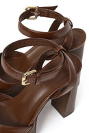 Woman Brown Platform Chunky High-Heeled Sandals | Derimod