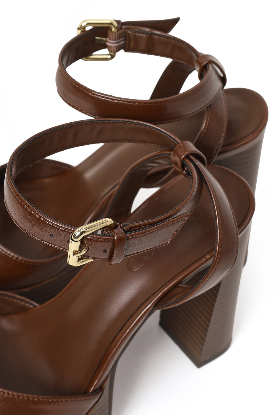 Woman Brown Platform Chunky High-Heeled Sandals