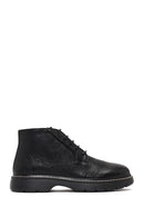 Men's Black Lace-Up Zipper Leather Casual Boot | Derimod