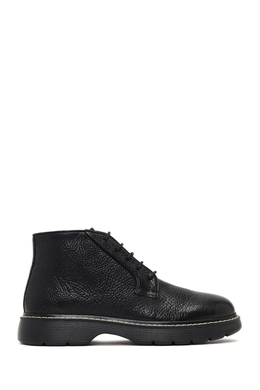 Men's Black Lace-Up Zipper Leather Casual Boot 25WFD6121FT | Derimod