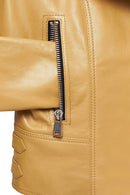 Latoya Women's Yellow Double Breasted Leather Jacket | Derimod