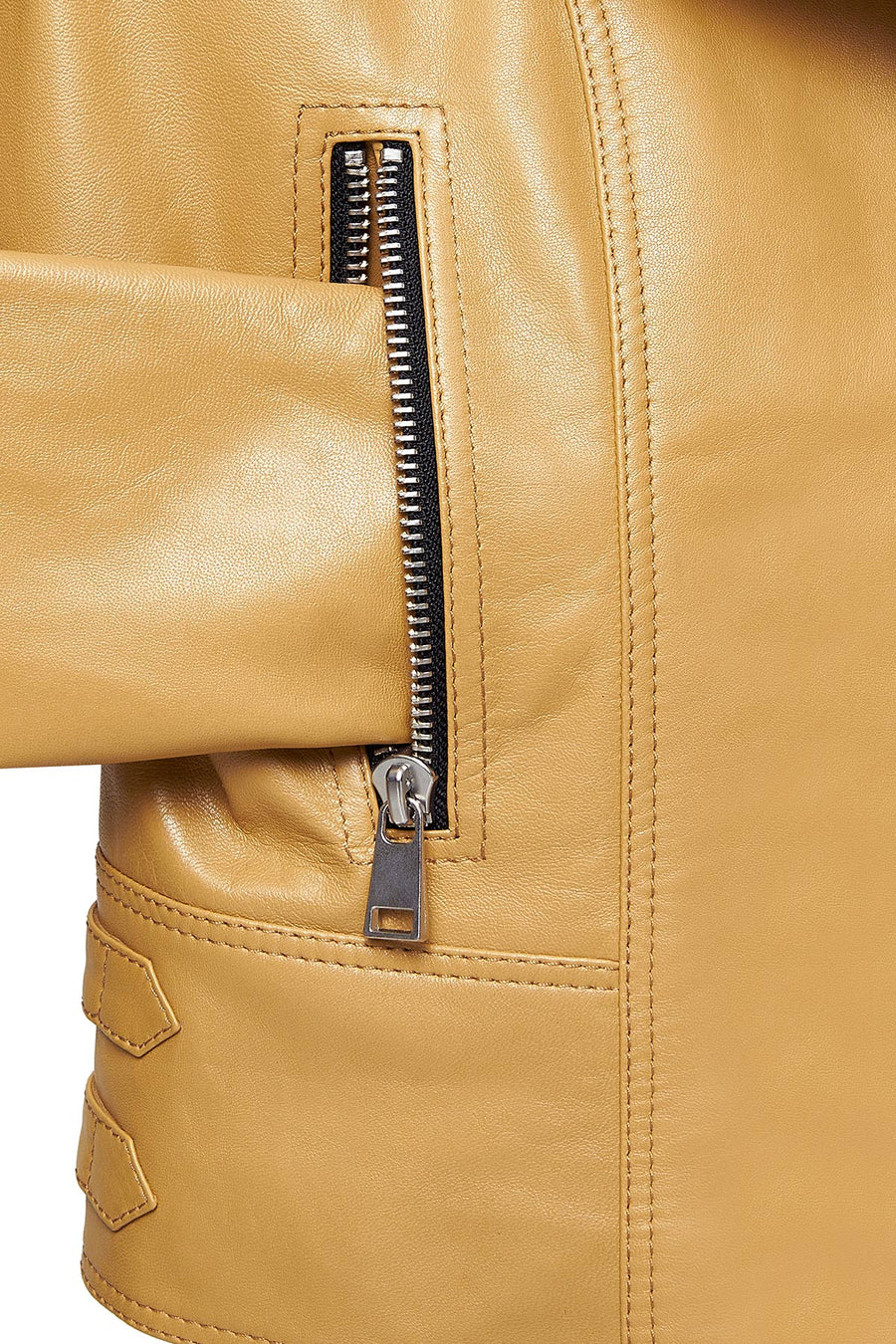 Latoya Women's Yellow Double Breasted Leather Jacket