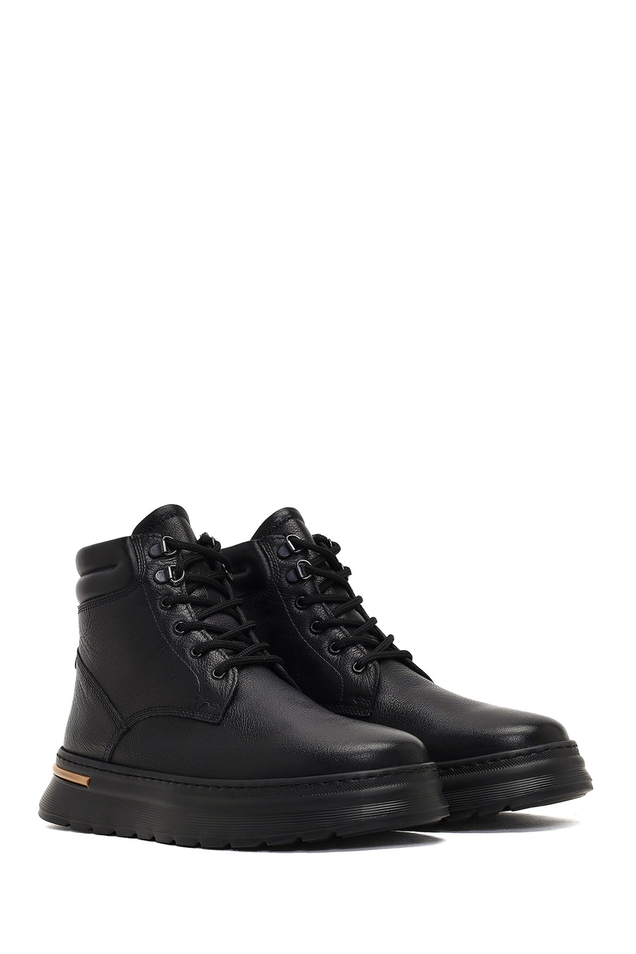 Men Black Lace-up Leather Casual Boot