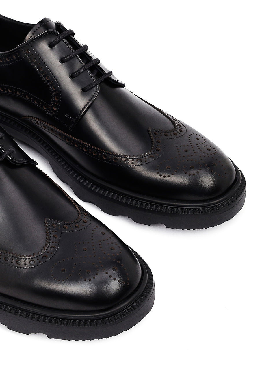 Men's Black Thick-Soled Leather Casual Shoes