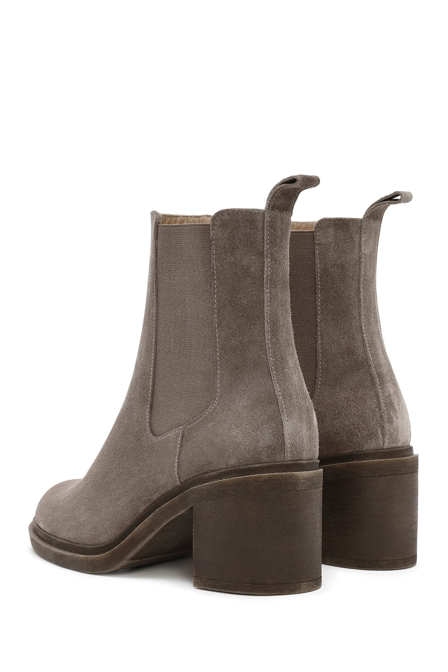 Women's Mink Chunky Heel Suede Leather Chelsea Boots