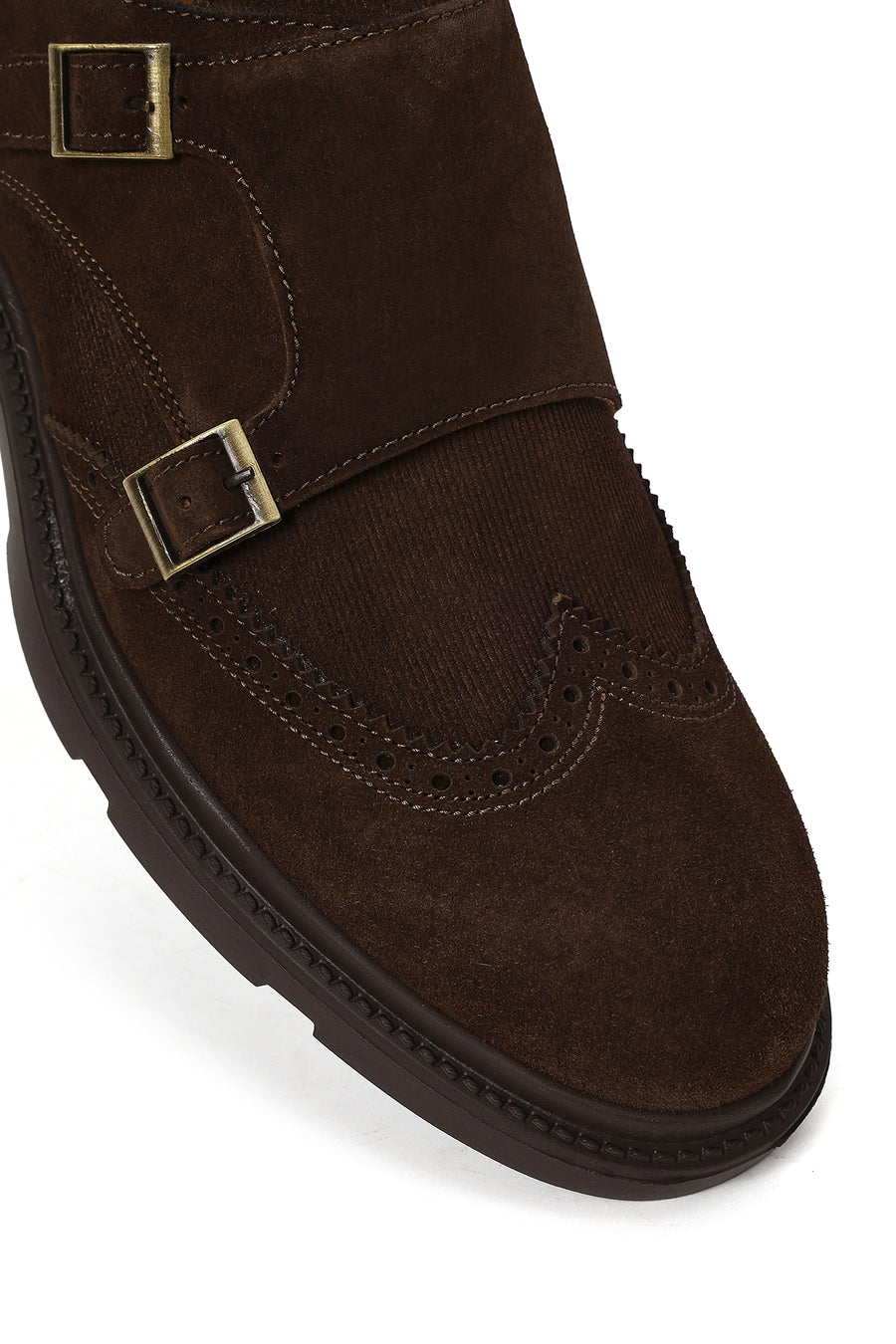 Male Brown Buckled Suede Casual Shoes