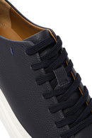 Men's Navy Blue Lace-up Thick-Sole Leather Sneaker | Derimod