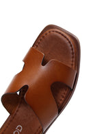 Women's Tan Leather Slippers | Derimod