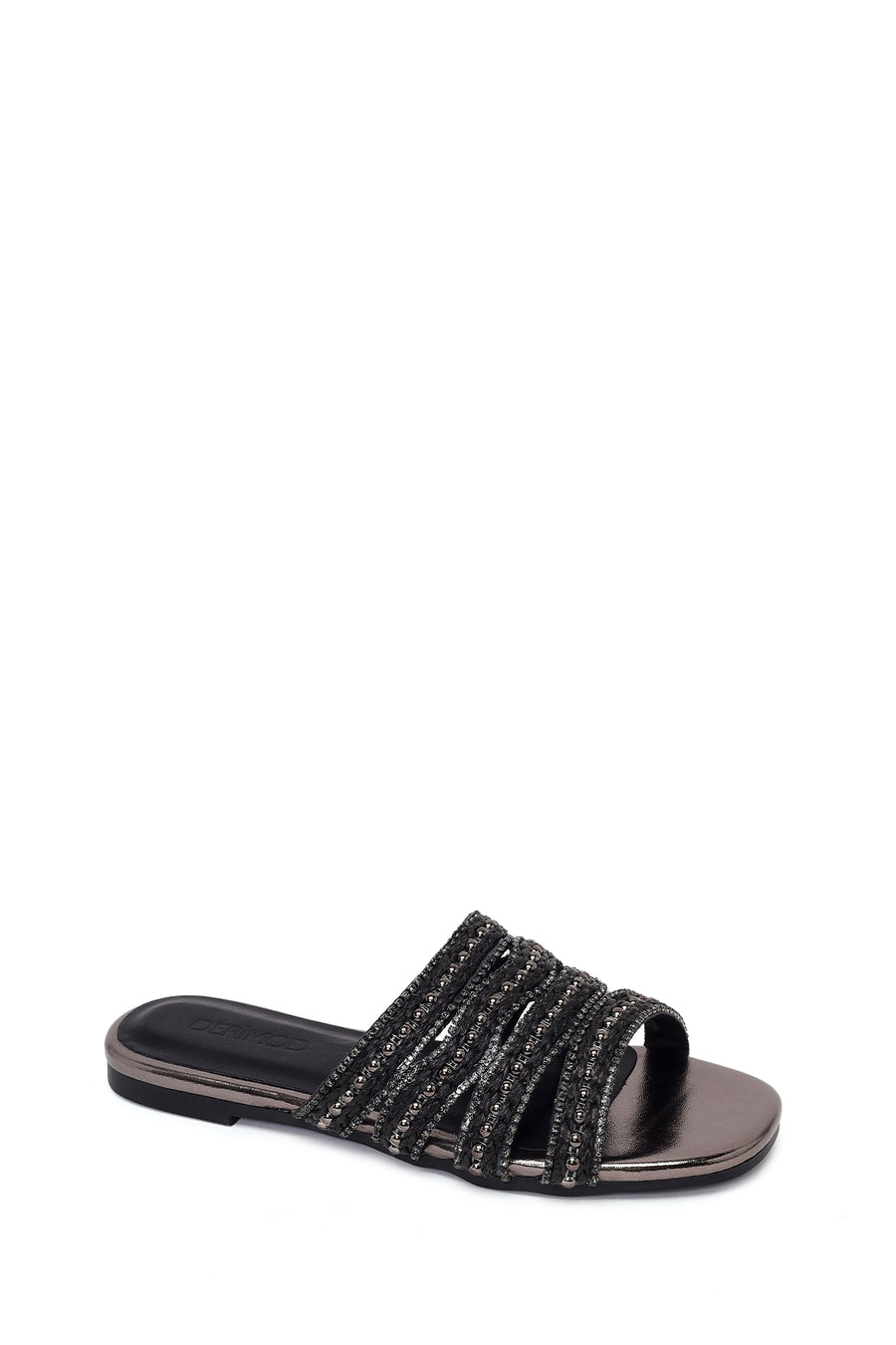 Woman Anthracite Stone-Embellished Slipper