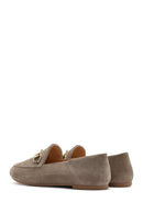 Women's Mink Buckled Suede Leather Masculine Loafer | Derimod