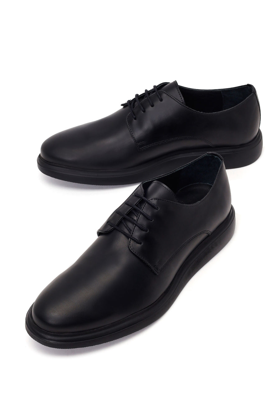Male Black Lace-up Leather Casual Shoes