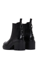 Women's Black Leather Heeled Boots | Derimod