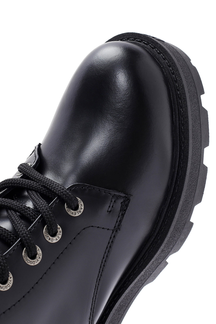 Harley Davidson Women's Black Carrie Lace-Up Zipper Detail Leather Combat Boots