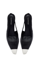 Women's Black Open Back Thin Heeled Leather Shoes | Derimod