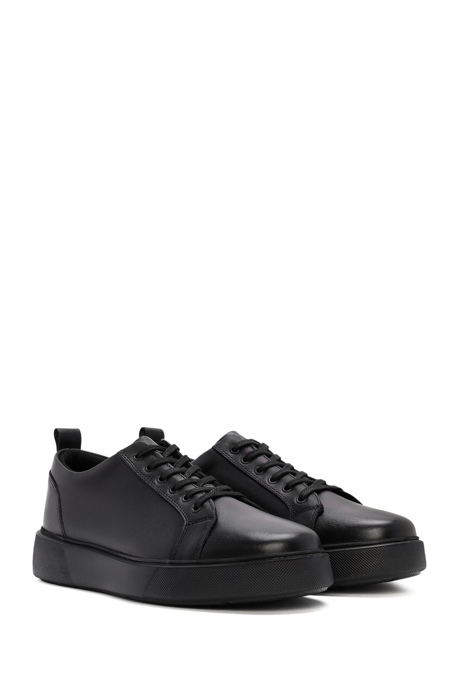 Men's Black Lace-up Leather Sneaker