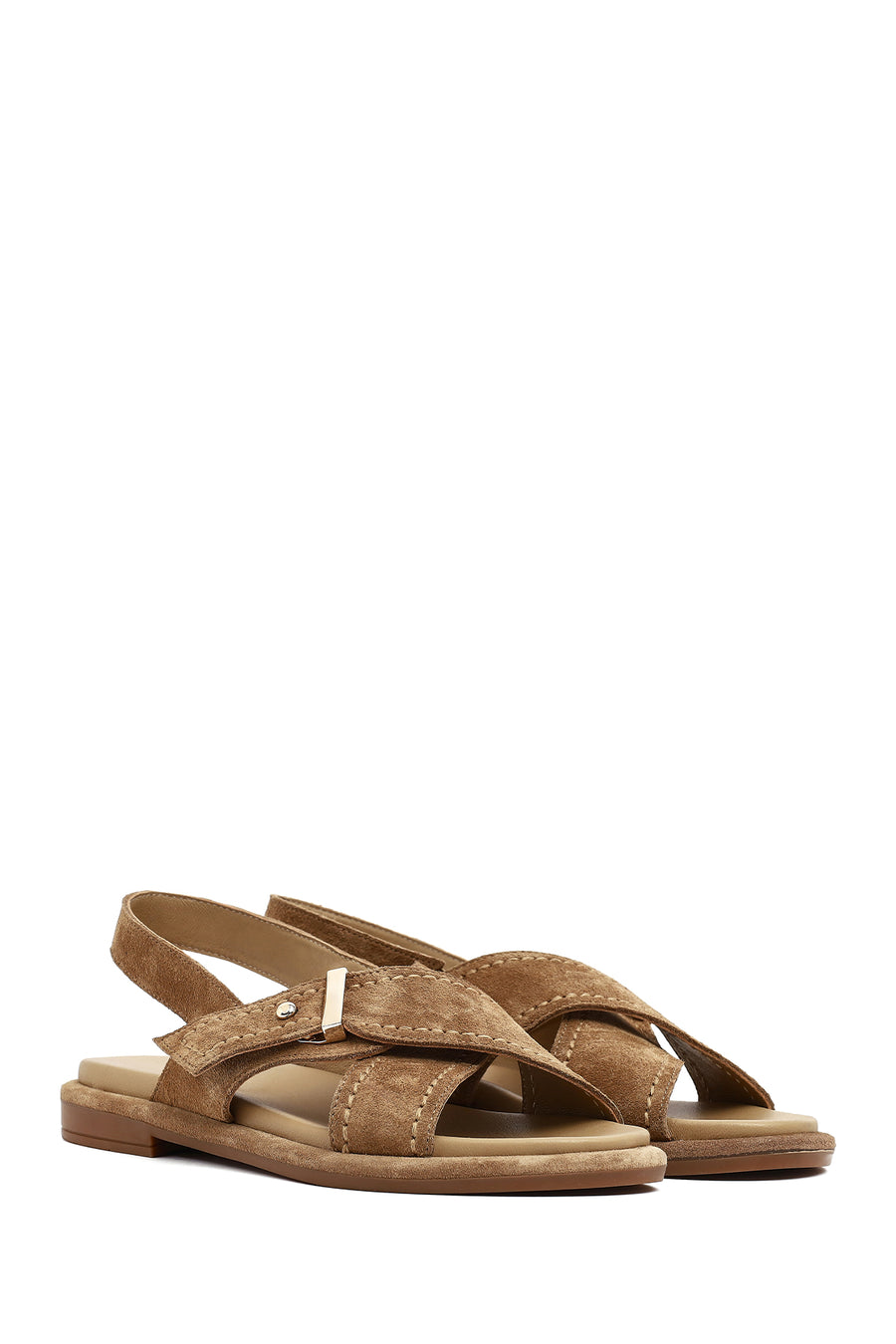 Women's Tan Suede Leather Sandals
