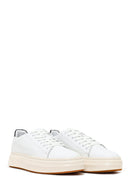 Men's White Lace-Up Thick-Soled Leather Sneakers | Derimod