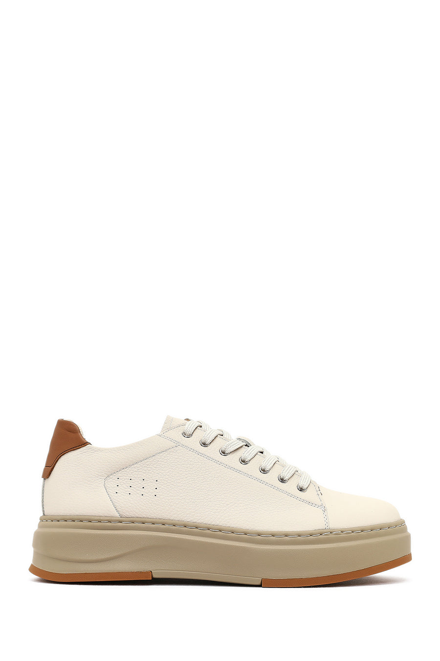 Erkek Beyaz Bağcıklı Kalın Tabanlı Deri Sneaker 25WFD6124FT | Derimod