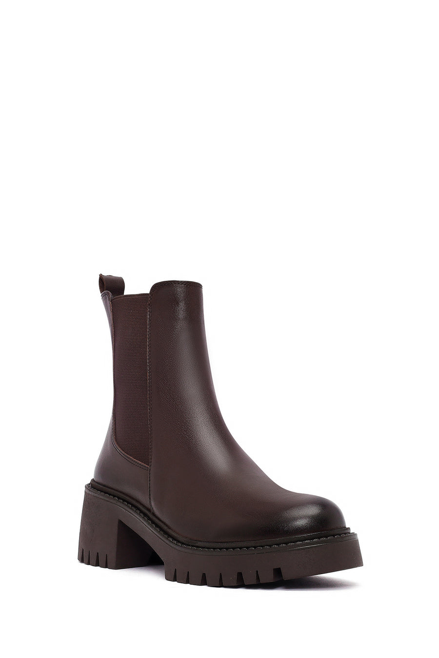 Woman Brown Chunky-heeled Leather Chelsea Boots