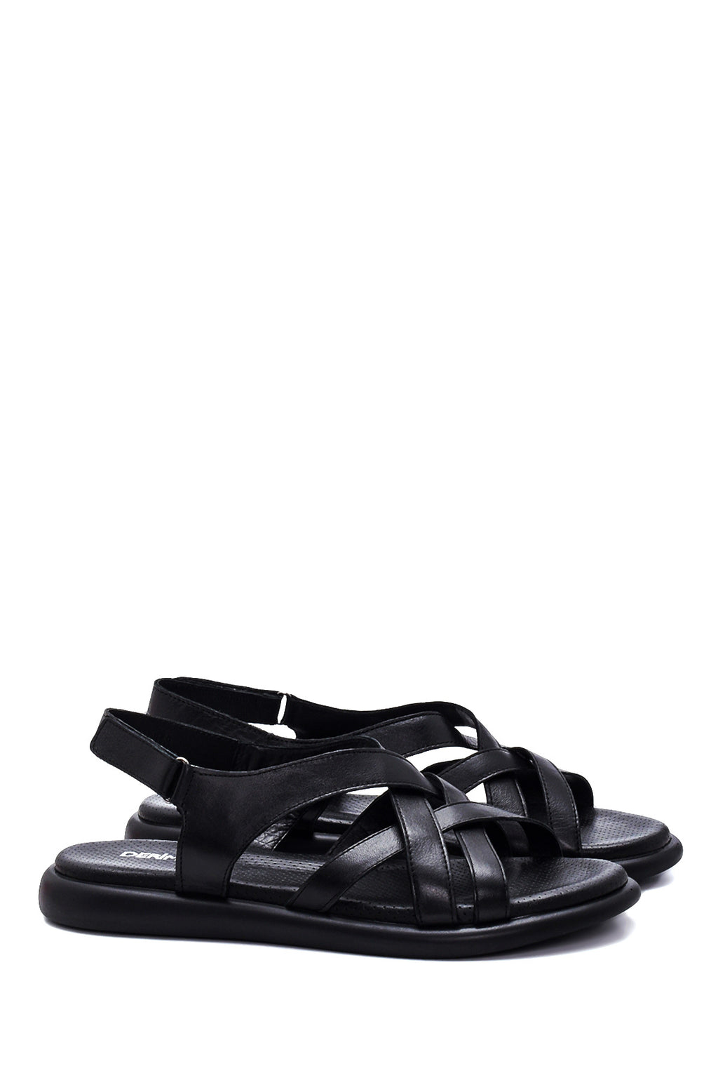 Kadın Siyah Deri Comfort Sandalet
