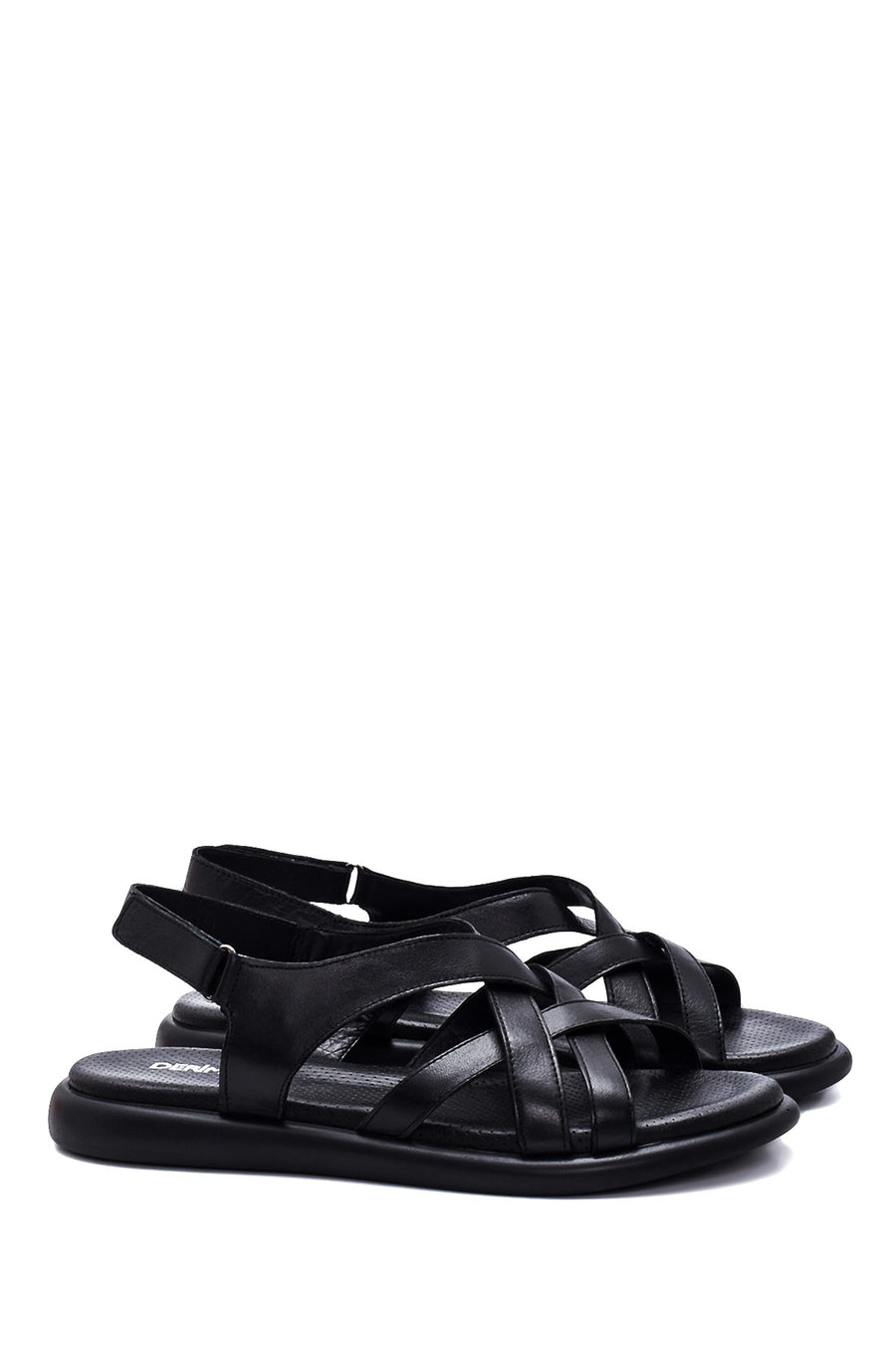 Kadın Siyah Deri Comfort Sandalet
