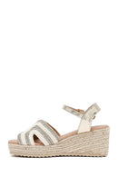 Women's Cream Ankle Buckle Wedge Heel Espadrille Sandals | Derimod
