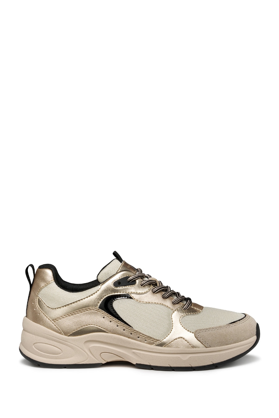 Geox Women Beige D Zarvıa A - Mesh+Pearl.Gbk Lace-Up Thick Sole Leather Sneaker D55YLA014AJC1S2L | Derimod