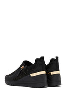 Derimod Zero Women's Black Zippered Wedge Heel Fabric Sneakers | Derimod