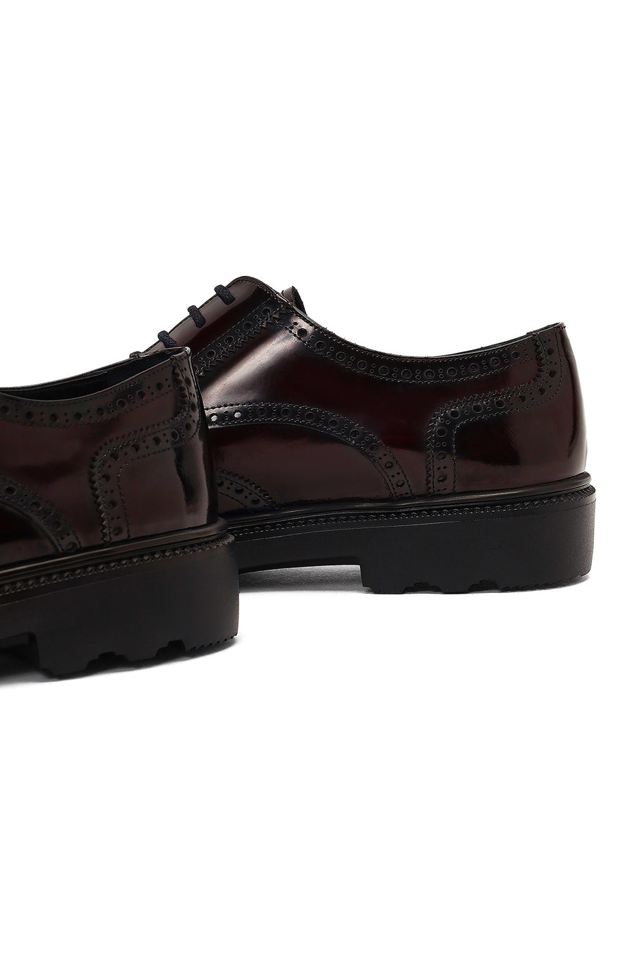 Men's Burgundy Thick Sole Leather Casual Shoes