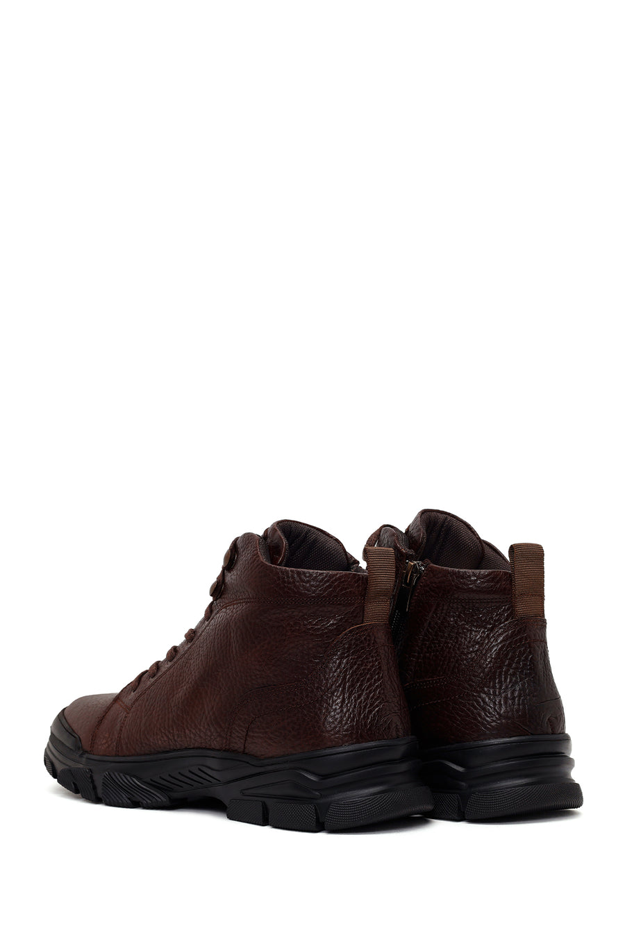 Male Brown Zip Closure Leather Boots
