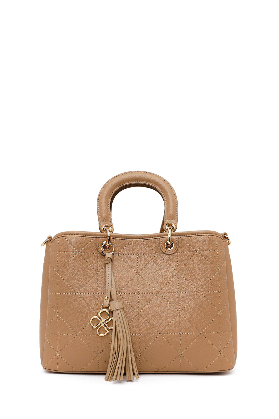 Woman Beige Long-Strap Printed Shoulder Bag