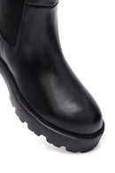 Woman Black Thick Sole Leather Chelsea Boots | Derimod