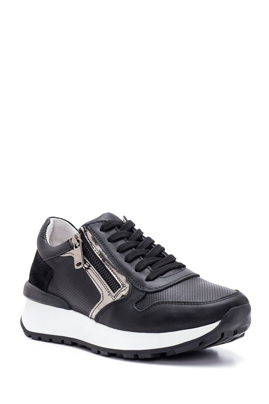 Kadın Deri Fermuarlı Sneaker