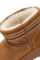 Women's Camel Thick-Soled Suede Leather Teddy Boot | Derimod