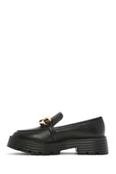 Women's Black Thick Soled Masculine Loafer | Derimod