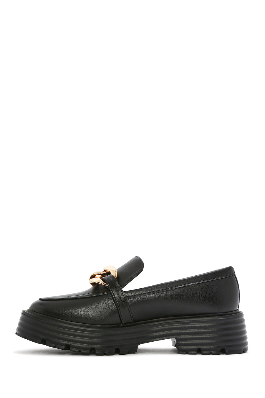 Women's Black Thick Soled Masculine Loafer