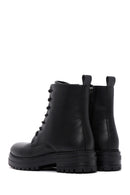Women's Black Lace-Up Zipper Detailed Combat Boots | Derimod