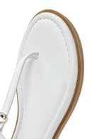 Women's White Flip-Flop Patent Leather Sandals | Derimod