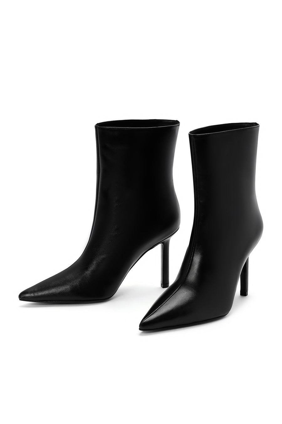 Women's Black Thin Heeled Leather Boots
