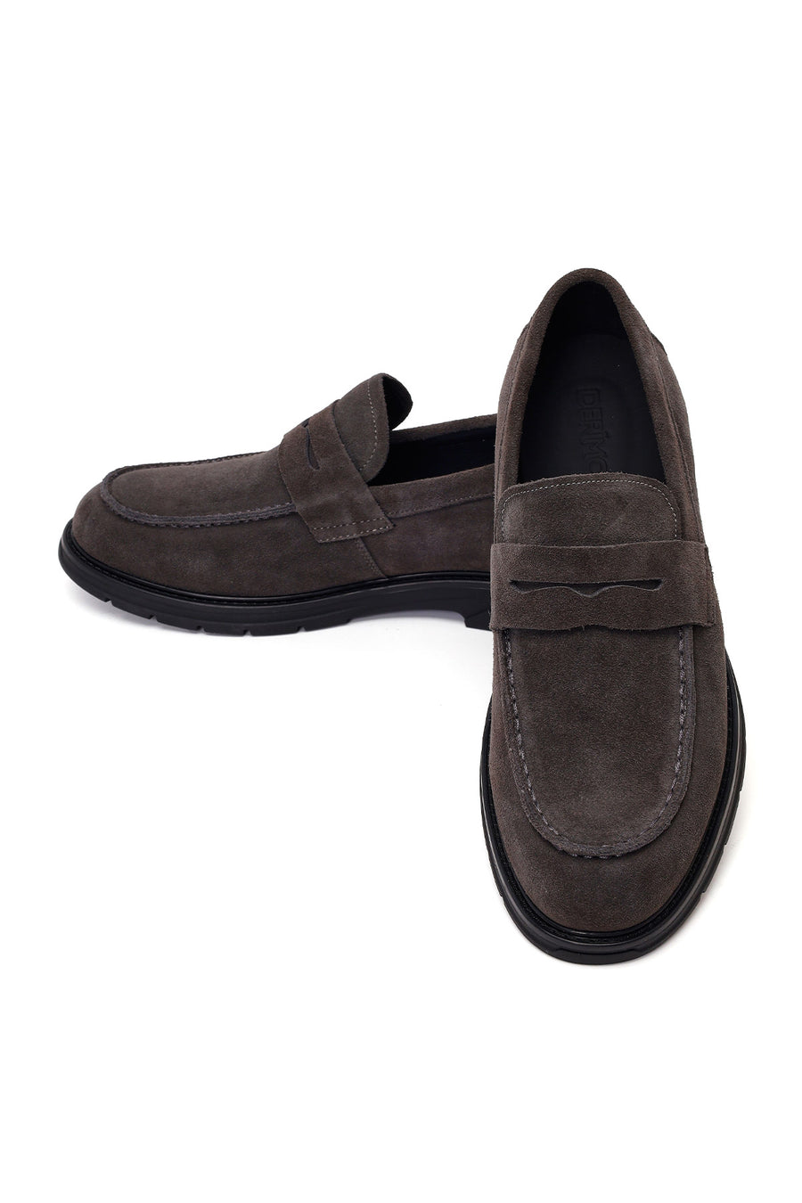Erkek Gri Süet Deri Casual Loafer