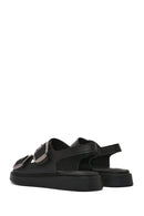 Women's Black Thick Soled Leather Comfort Sandals | Derimod