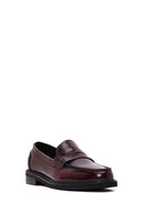 Women's Burgundy Leather Masculine Loafer | Derimod